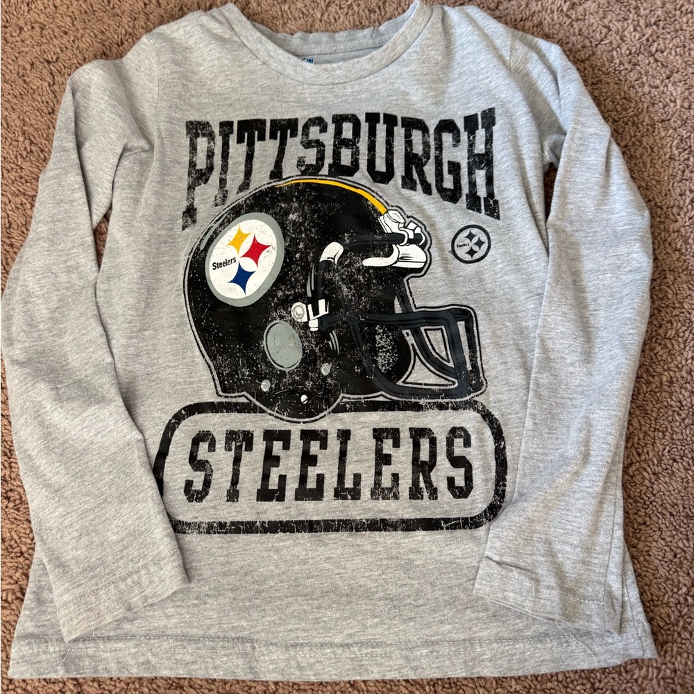 NFL Pittsburgh Steelers Kids Gray Long Sleeve Tee
